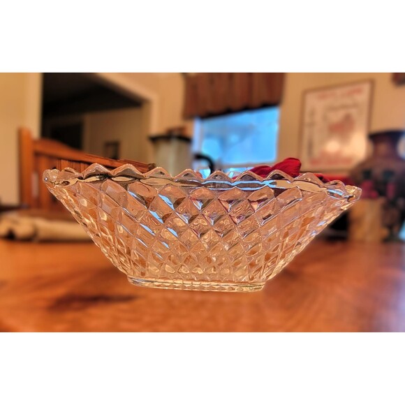 Anchor Hocking Glass Early American Clear VTG Basket weave Candy Fruit Bowl - Picture 3 of 10